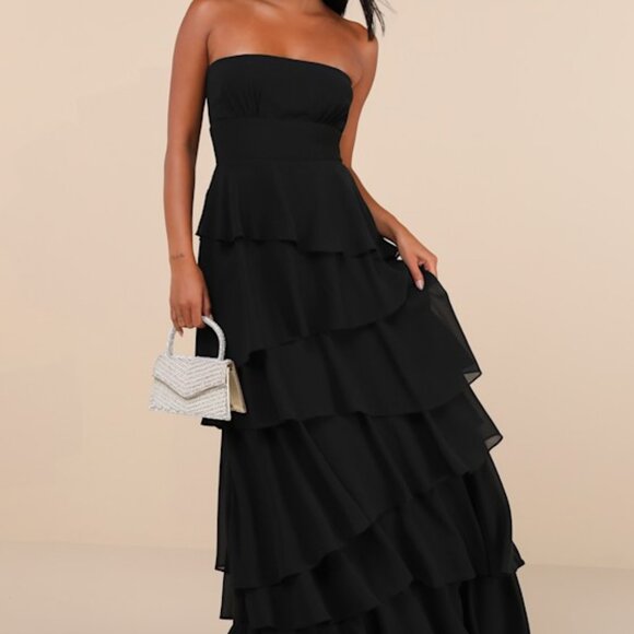 Lulus Dresses & Skirts - Lulus Gorgeous Essence Black Strapless Tiered Maxi Dress - Size 3X